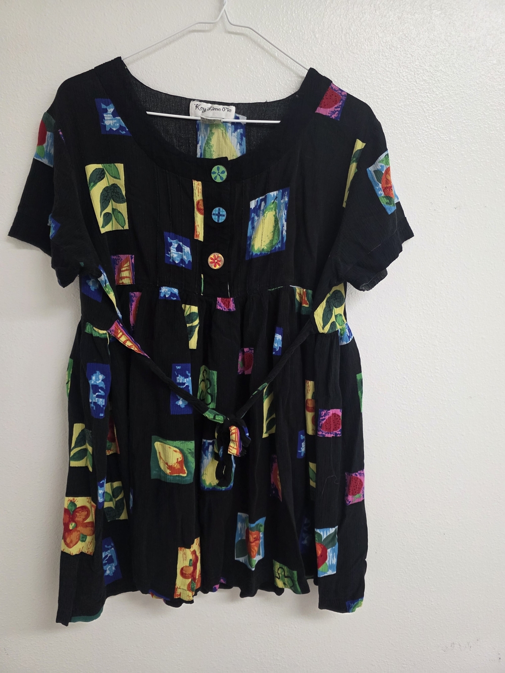 Kaja Jones Black Floral Patchwork Tunic Top (0349)